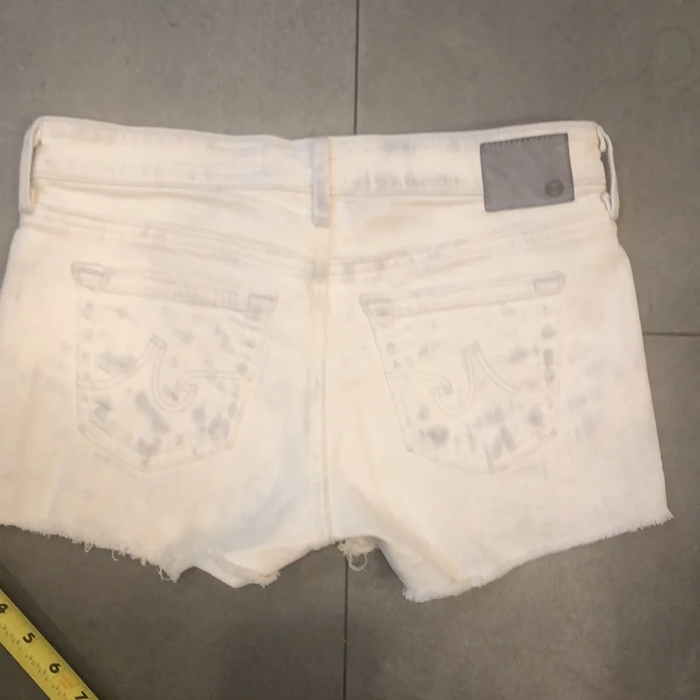 AG White Distressed Bonnie Cut Off Jean Shorts